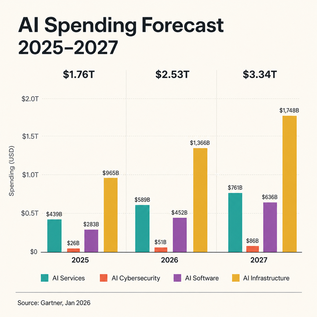Prévisions des dépenses consacrées à l’IA entre 2025 et 2027