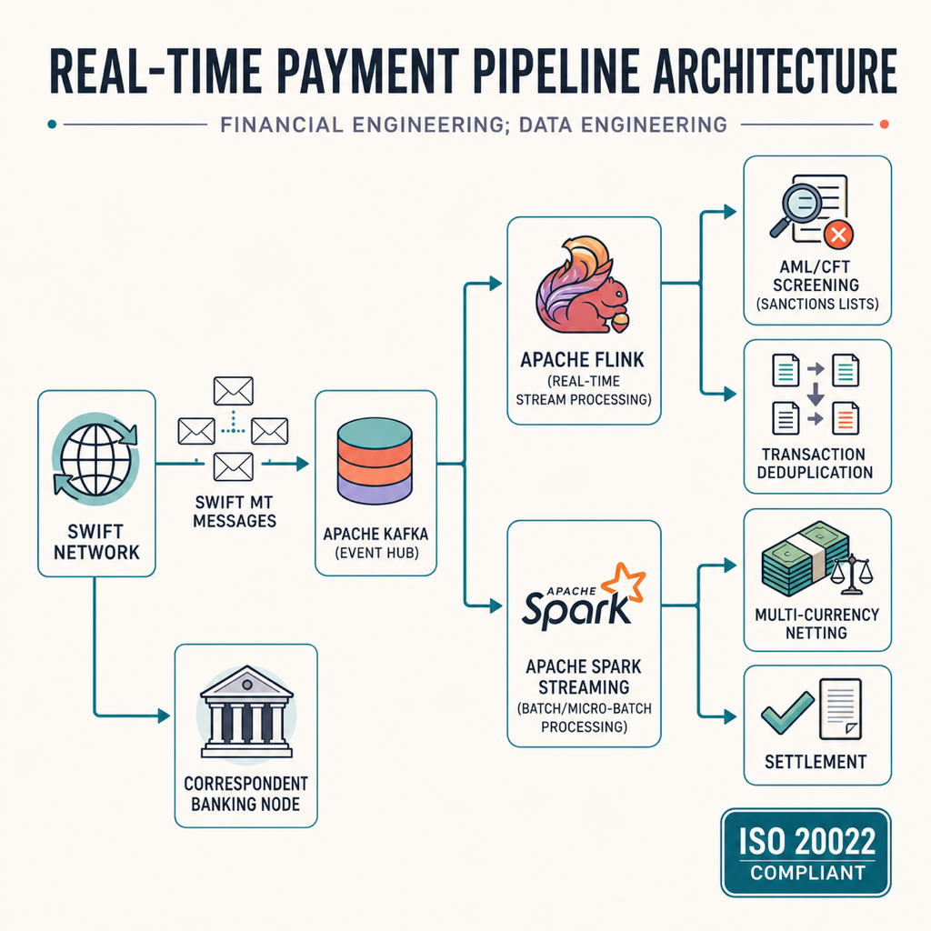 Architecture de suivi d’un paiement SWIFT gpi depuis les événements sources jusqu’aux vues opérations et client